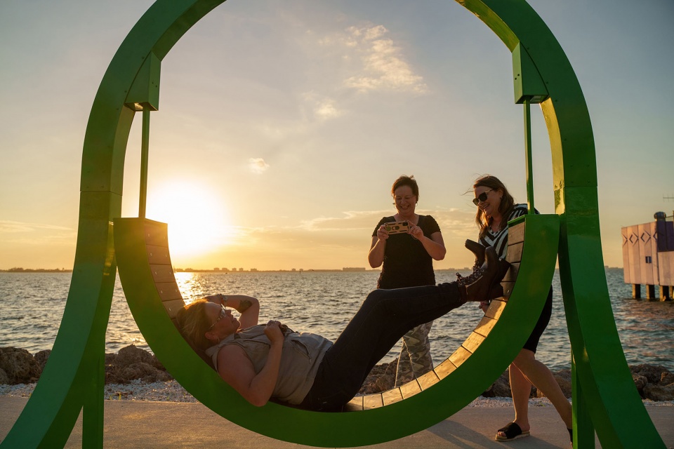 playable art installations in a waterfront park by the urban conga