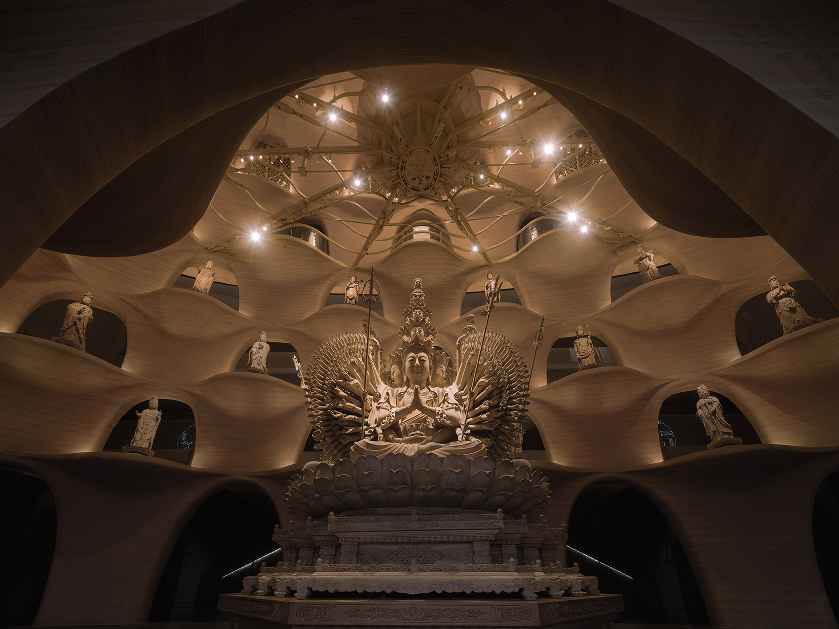 zushan ji xin monastery wood buddha statue museum by archstudio
