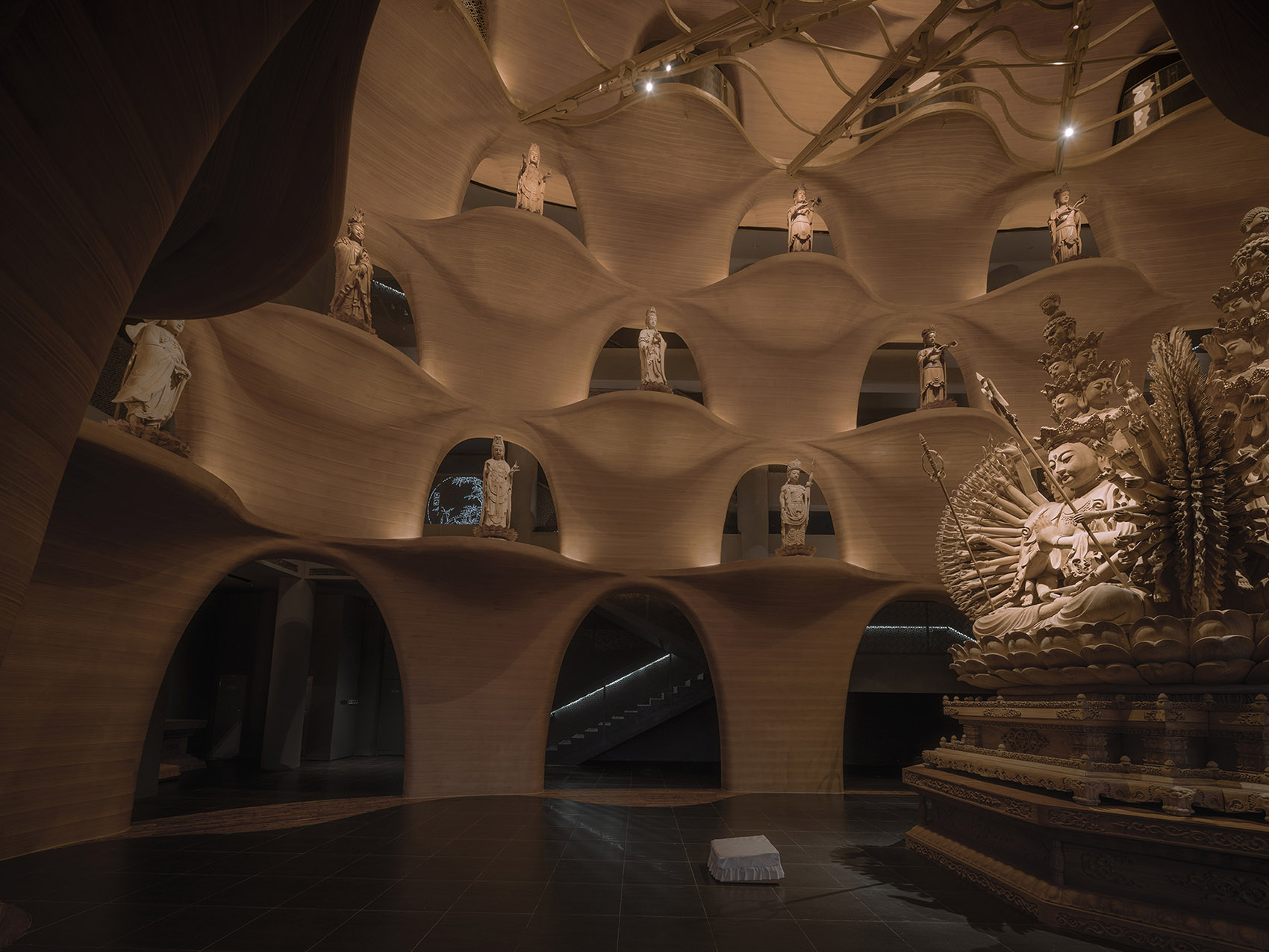 zushan ji xin monastery wood buddha statue museum by archstudio