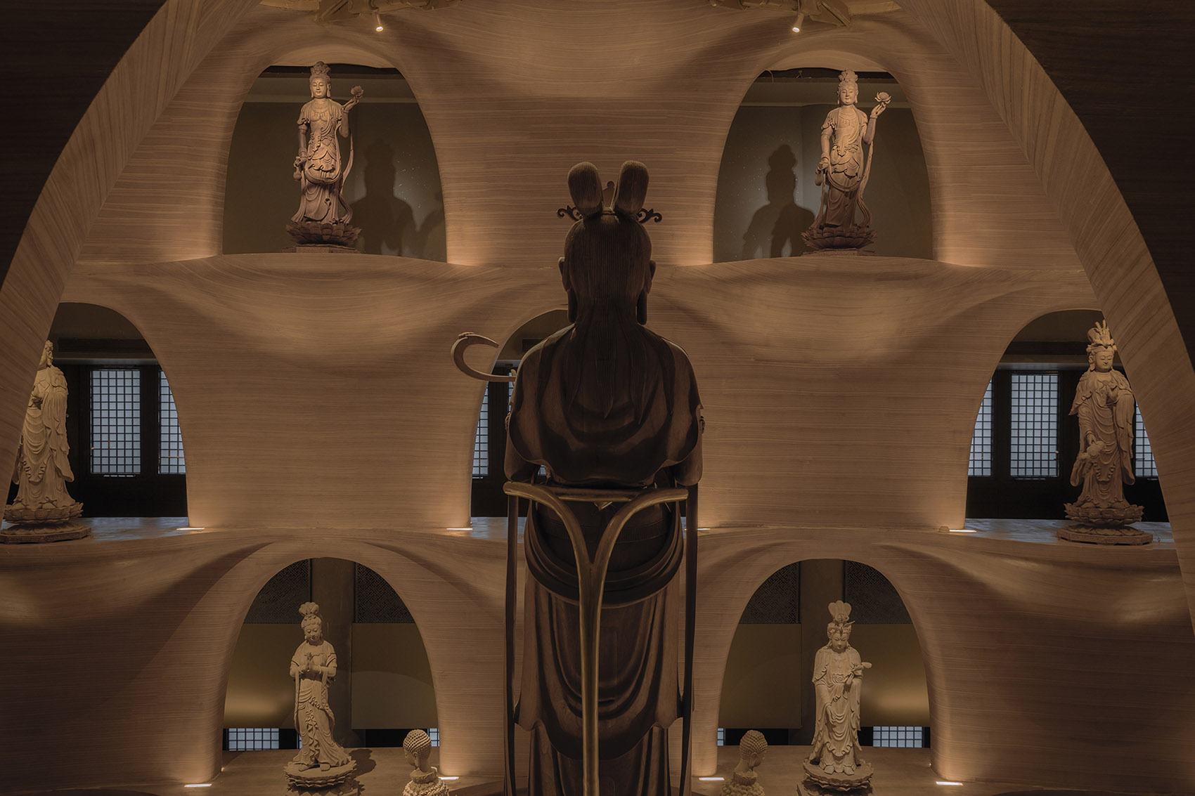 zushan ji xin monastery wood buddha statue museum by archstudio
