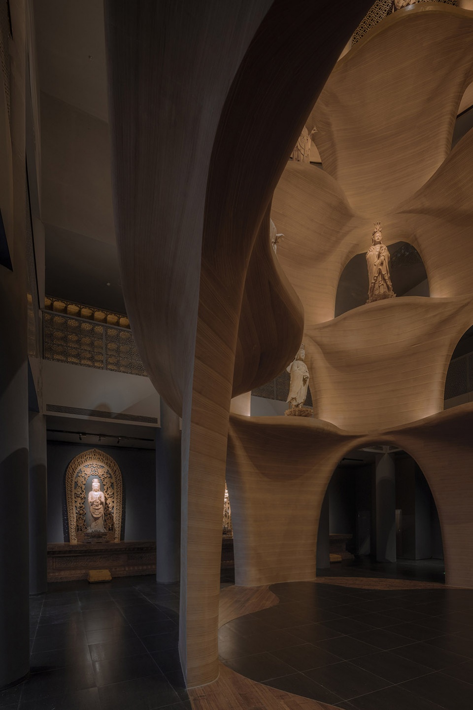 zushan ji xin monastery wood buddha statue museum by archstudio