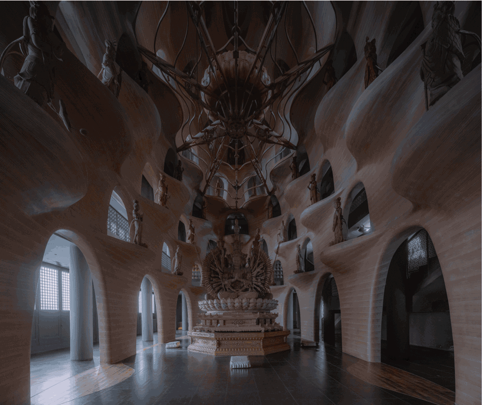 zushan ji xin monastery wood buddha statue museum by archstudio