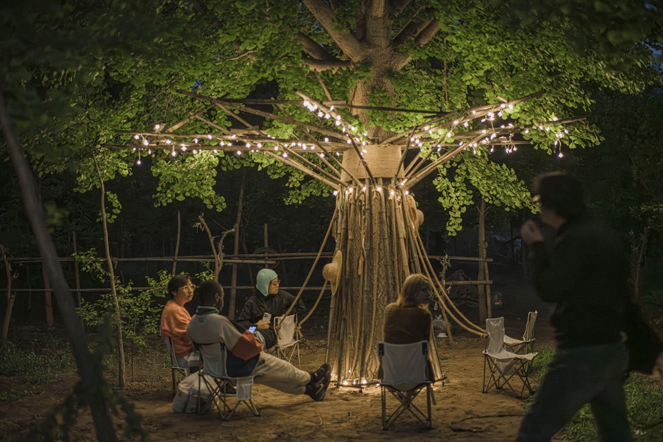 bamboo installation tree of life by uk studio