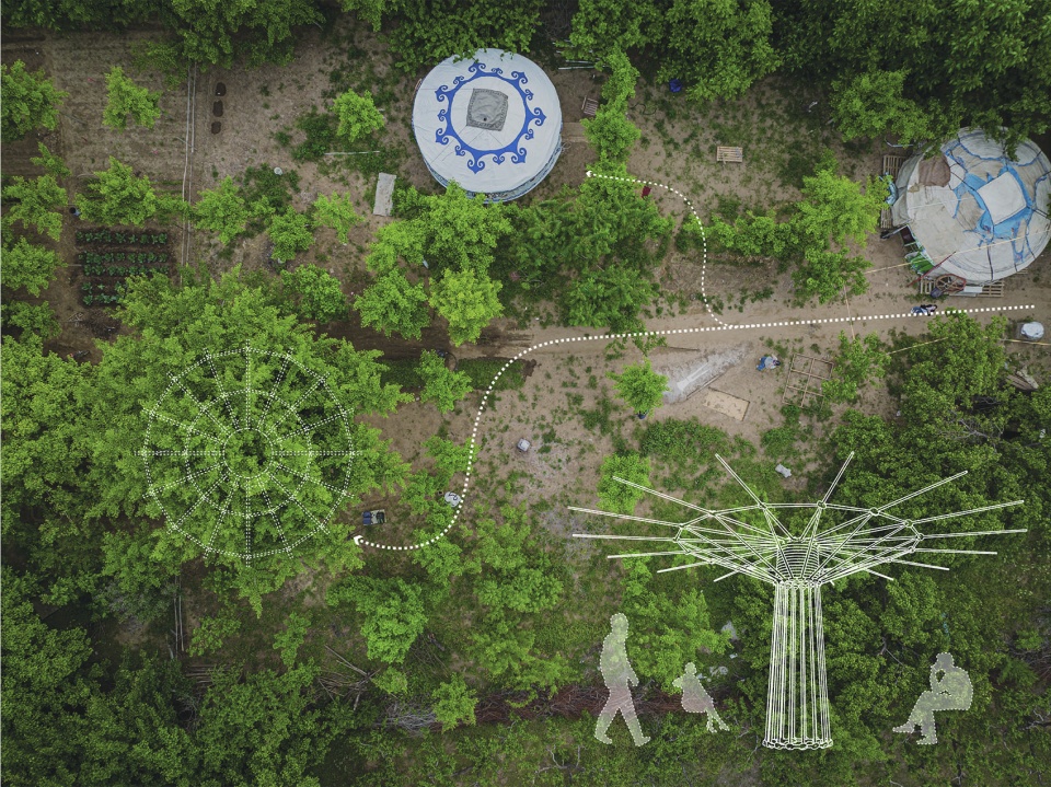 bamboo installation tree of life by uk studio