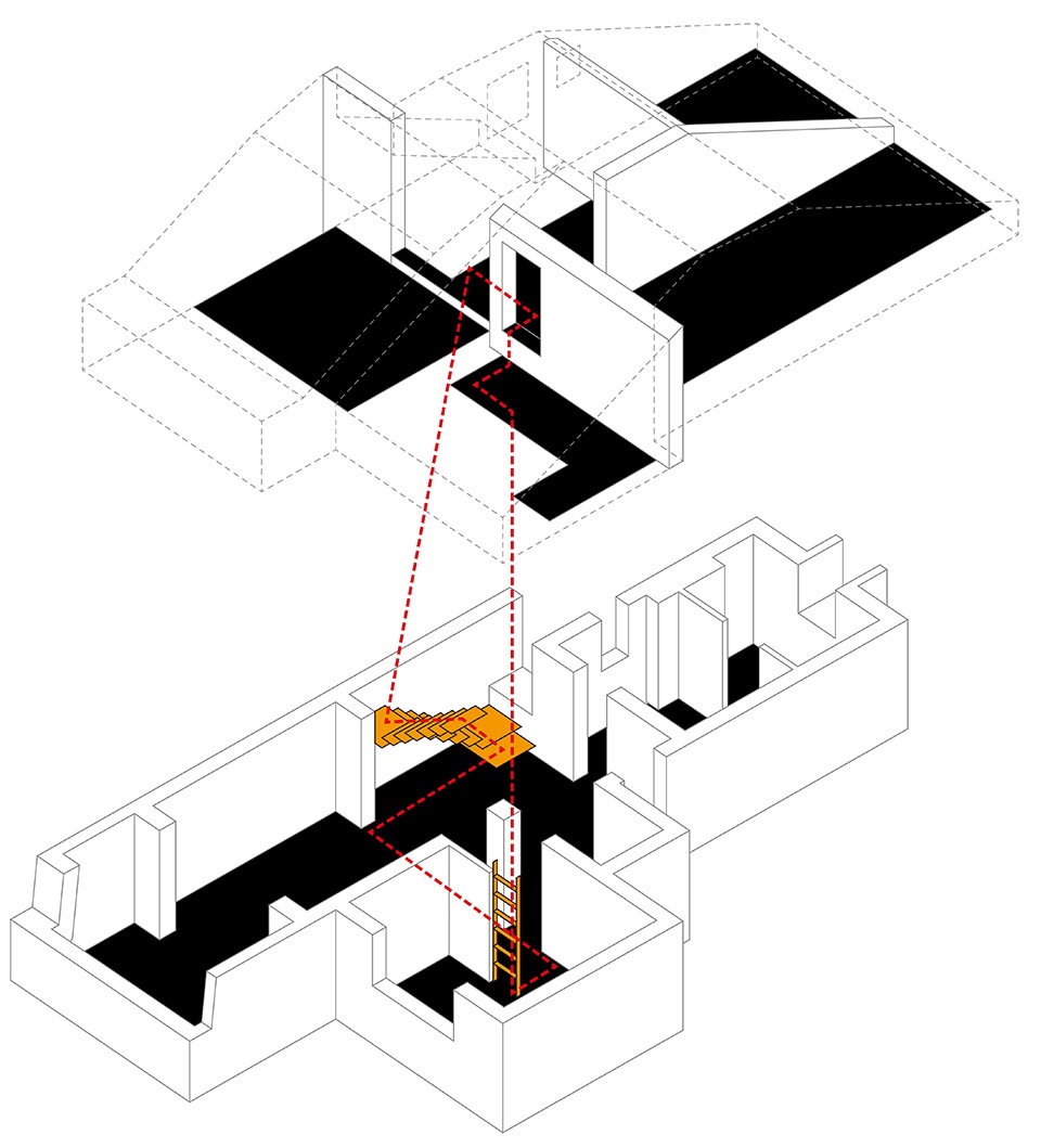 Axonometric Drawing Vertical Circulation by Qisi