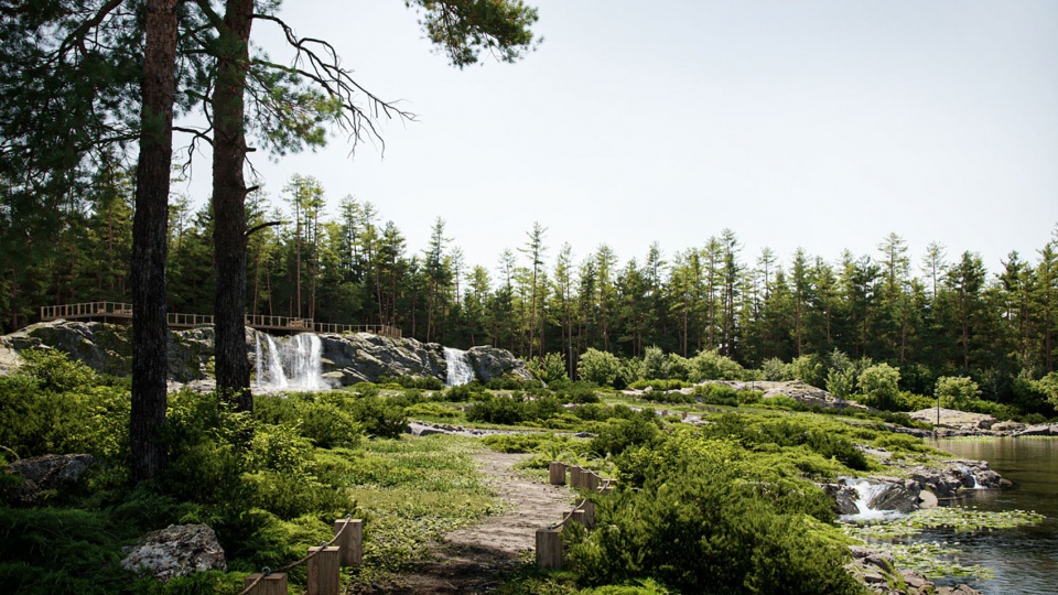 Malevich Park waterfall Basis architectural bureau