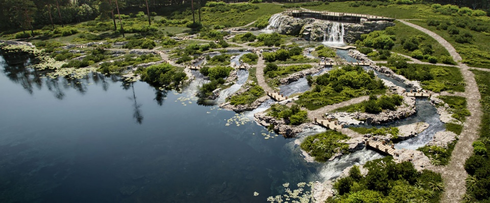 Malevich Park waterfall Basis architectural bureau