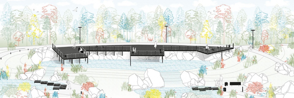 Malevich Park waterfall Basis architectural bureau