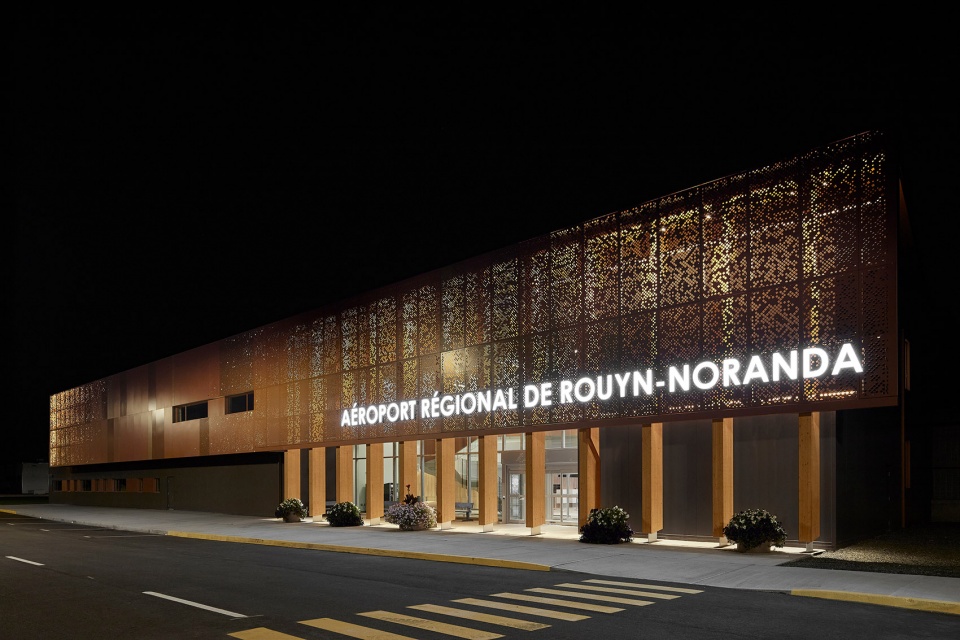 a new air terminal for the rouyn noranda airport by evoq artcad