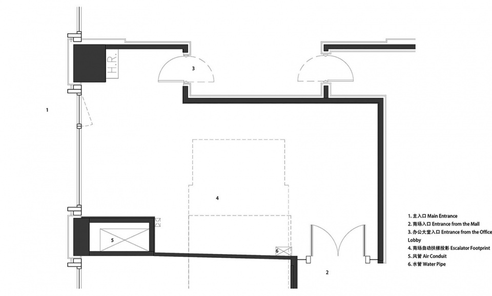 原始平面 PLAN ORITINAL with annotation caveau de xtd wine store by monoarchi