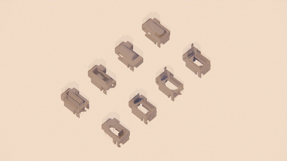 形式推敲 form development caveau de xtd wine store by monoarchi
