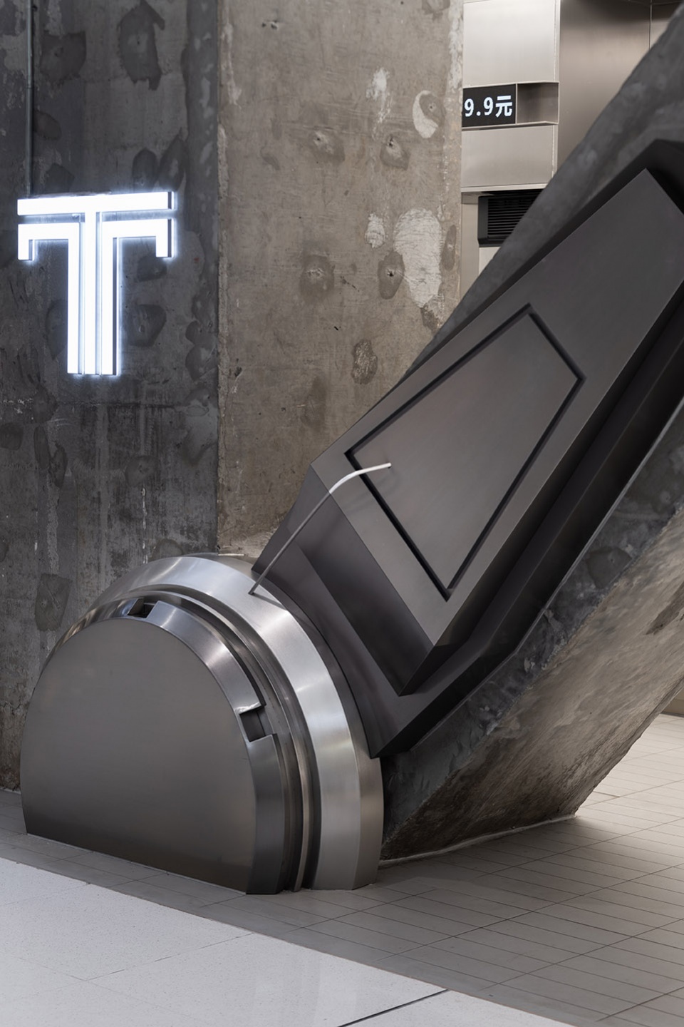stainless steel and concrete intertwined ticle coffee series by daga architecture