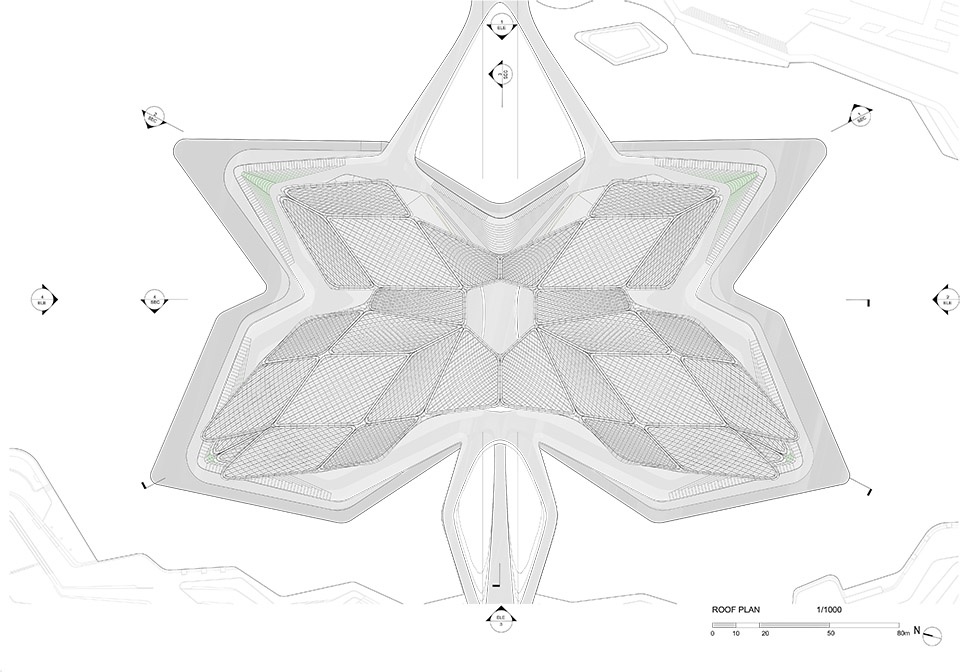 ZHA Zhuhai Art Centre Plan roof 1to1000 with hatch 拷贝