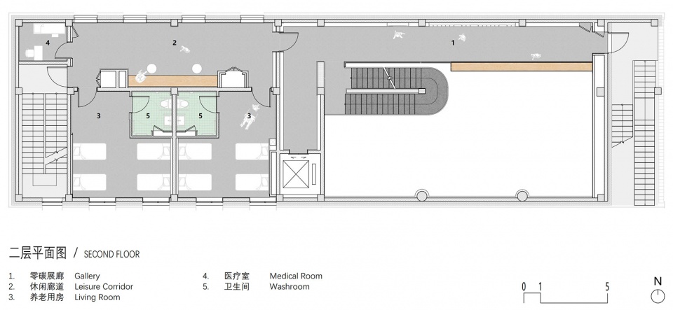 二层平面图©we architects zero carbon senior activity center by we architects