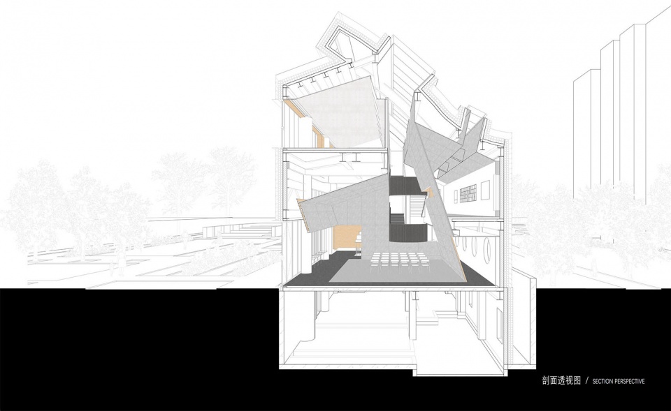 1 剖透视图©we architects zero carbon senior activity center by we architects