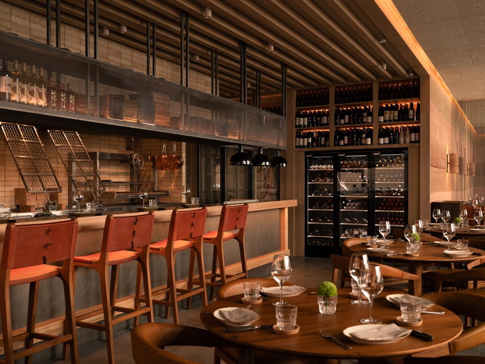 fireplace restaurant by hot design folks studio
