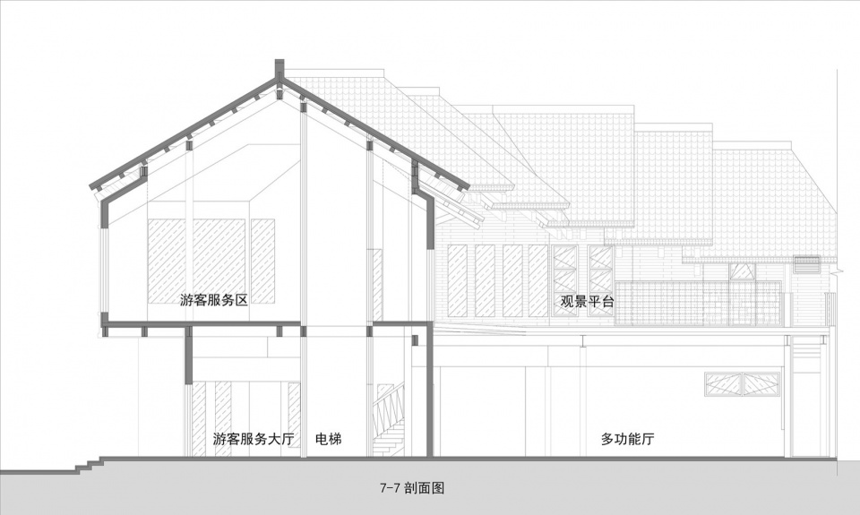 康县游客中心横剖面图六 ©共生建筑