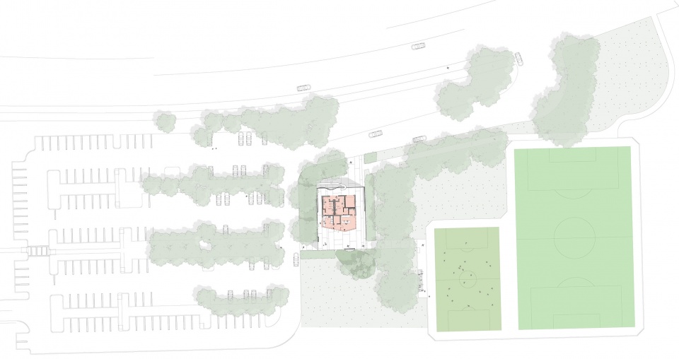 Site Plan youth sports complex field house by brooks scarpa