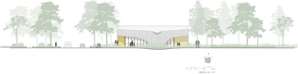 South Elevation youth sports complex field house by brooks scarpa