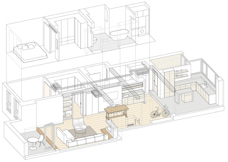Axonometric Urban Organic Apartments QISI