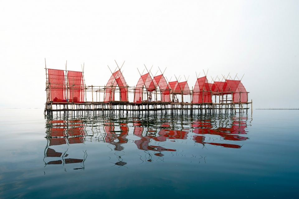 angsila oyster scaffolding pavilion by chat architects