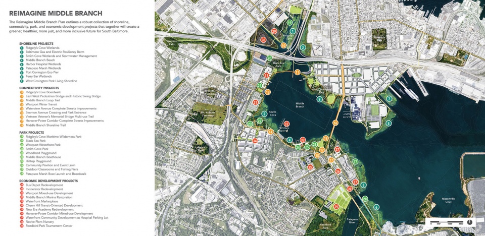 2023 ASLA ANALYSIS AND PLANNING AWARD OF HONOR Reimagine Middle Branch Plan by Field Operations