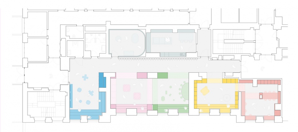 a colorful setting for the new pediatric ward of hos