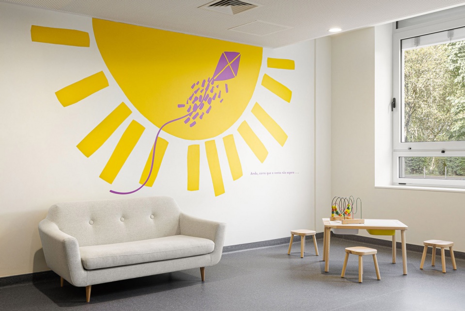a colorful setting for the new pediatric ward of hos