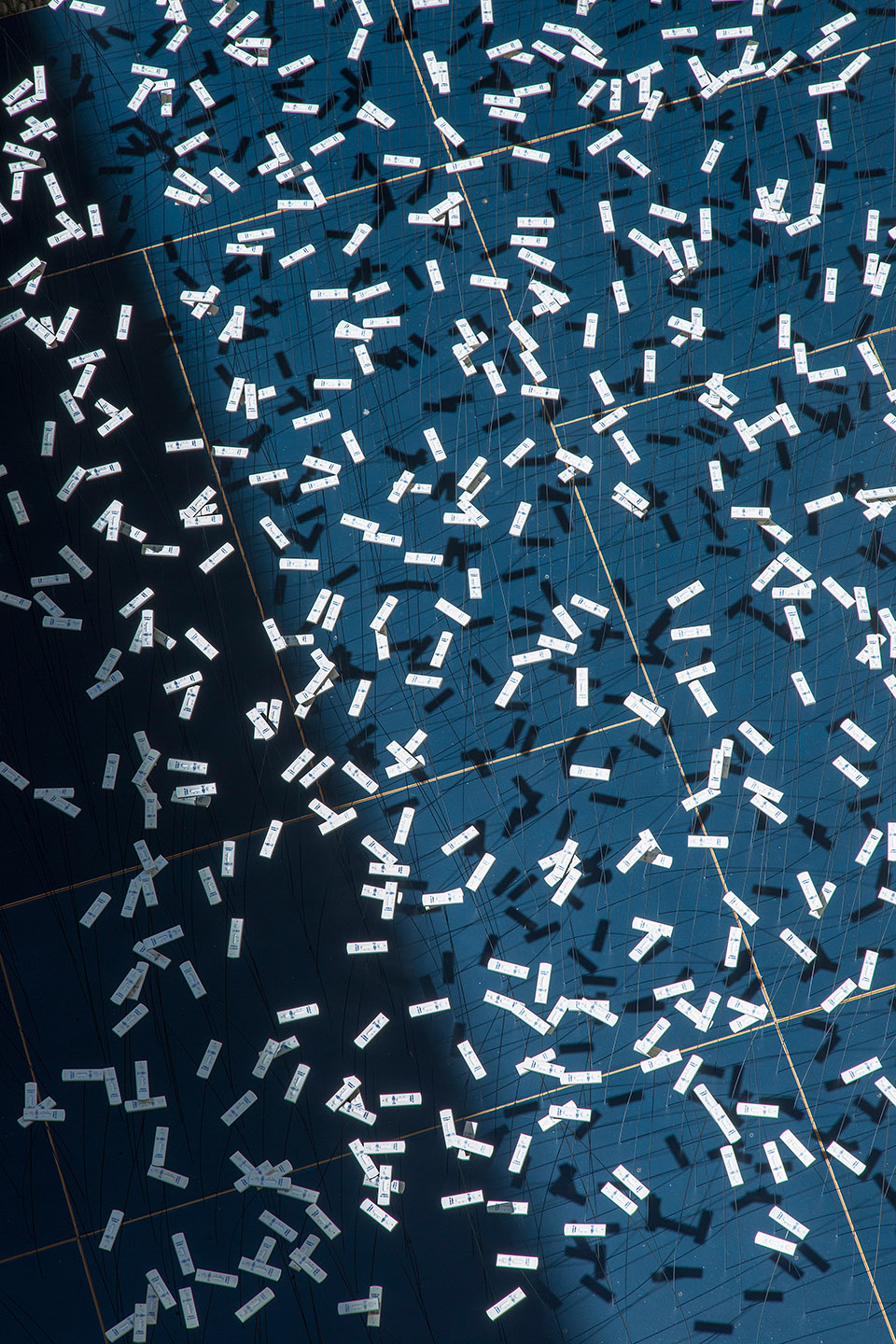 art installation from recycled covid 19 tests by subset