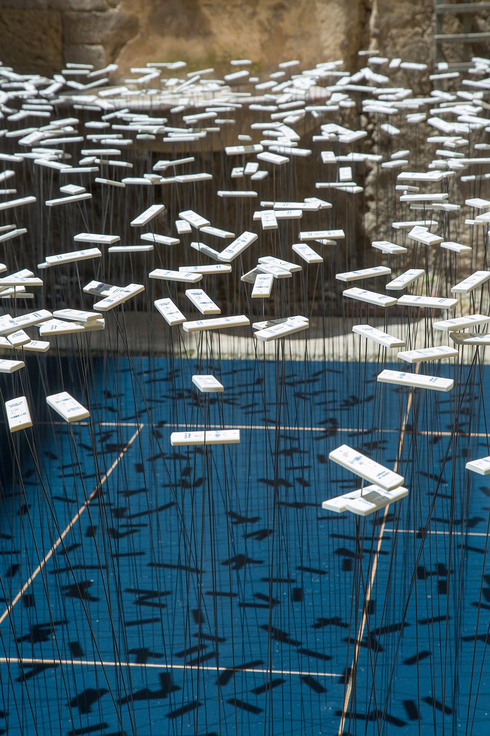 art installation from recycled covid 19 tests by subset