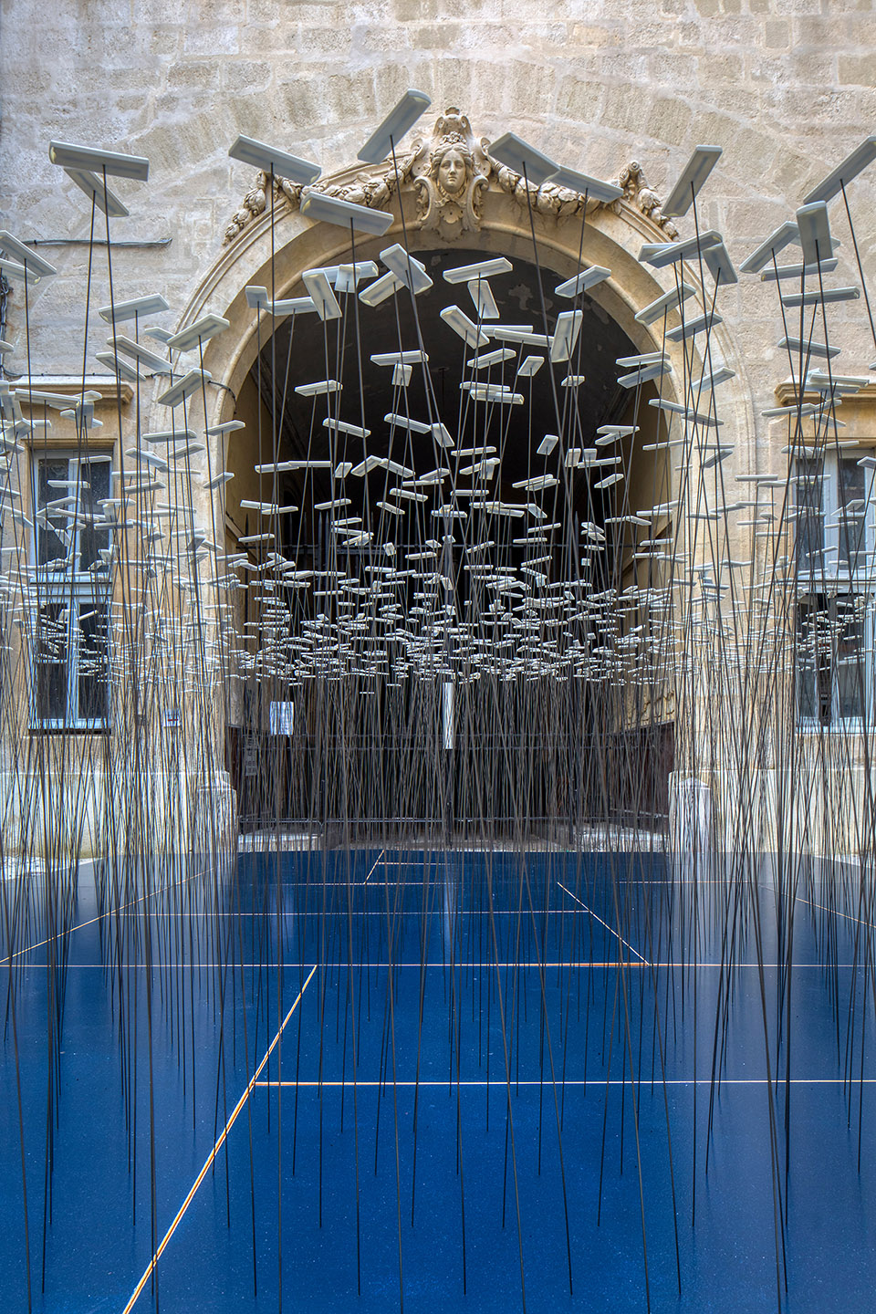 art installation from recycled covid 19 tests by subset