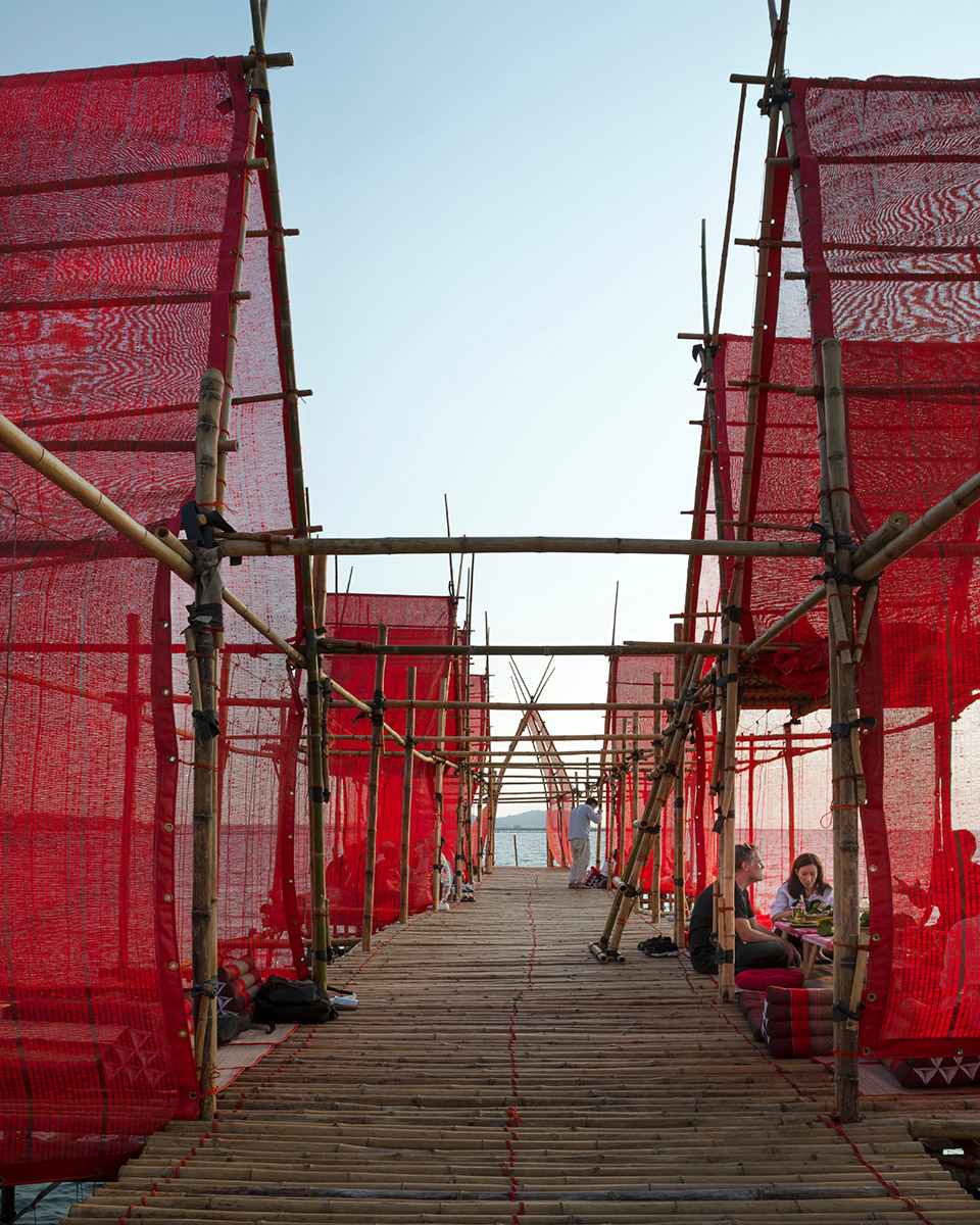 angsila oyster scaffolding pavilion by chat architects