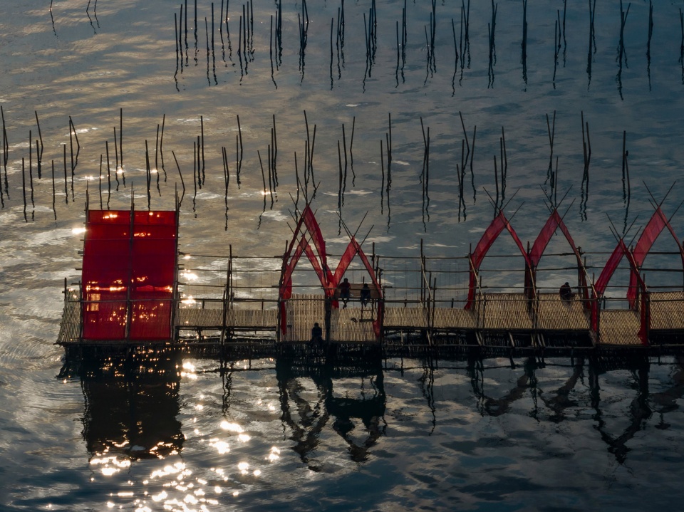 angsila oyster scaffolding pavilion by chat architects