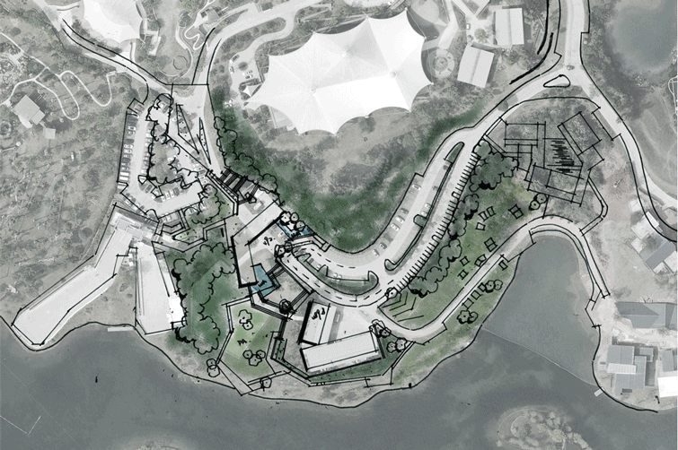 Entrance of Luxe Island Scenic Spot Stable Art Center with Sand Theater