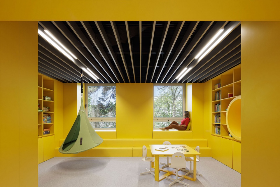 a colorful setting for the new pediatric ward of hos