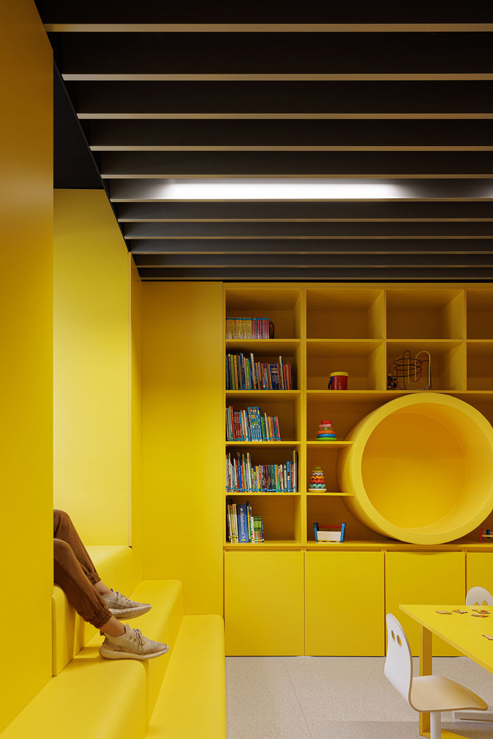 a colorful setting for the new pediatric ward of hos