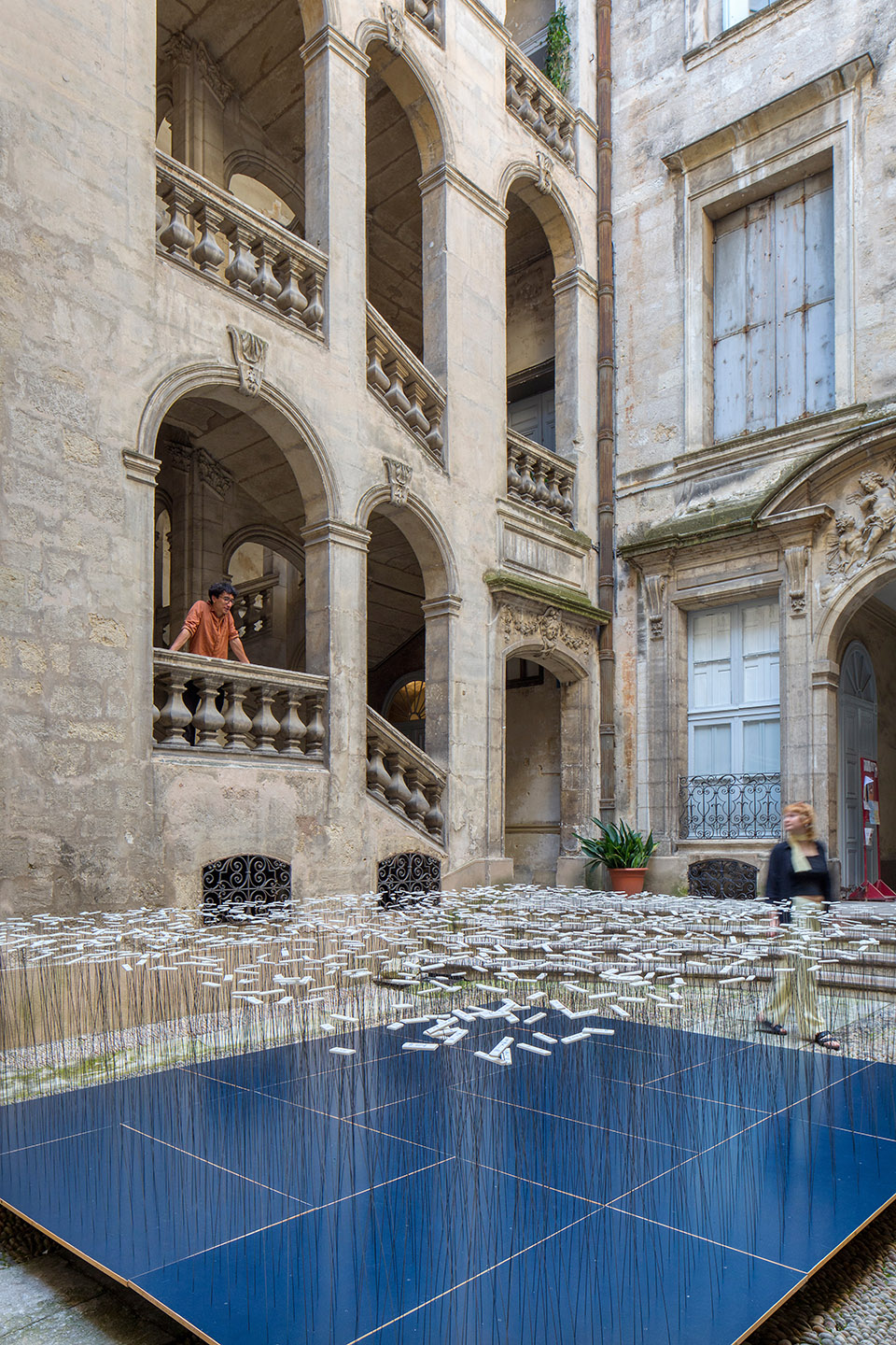 art installation from recycled covid 19 tests by subset