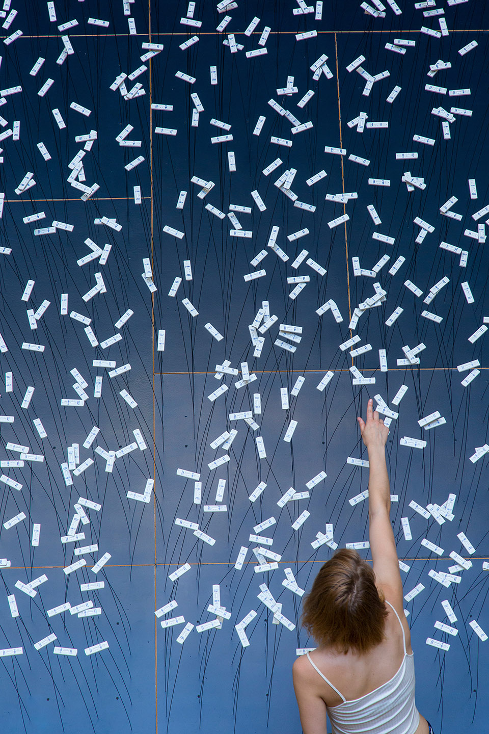 art installation from recycled covid 19 tests by subset