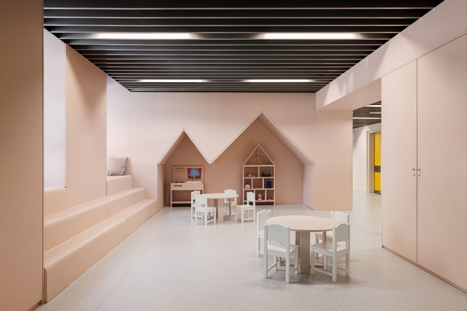 a colorful setting for the new pediatric ward of hos