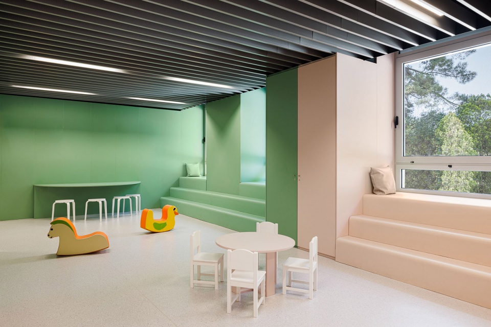 a colorful setting for the new pediatric ward of hos