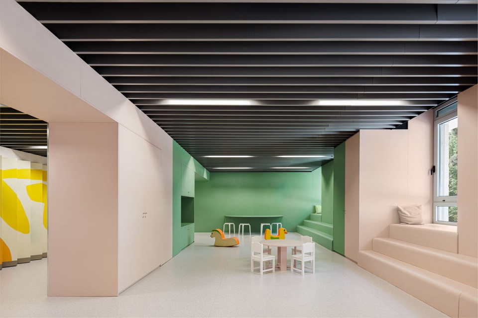 a colorful setting for the new pediatric ward of hos