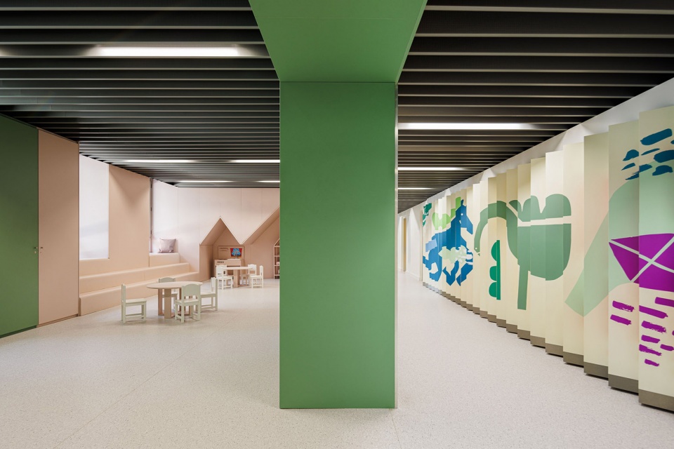 a colorful setting for the new pediatric ward of hos