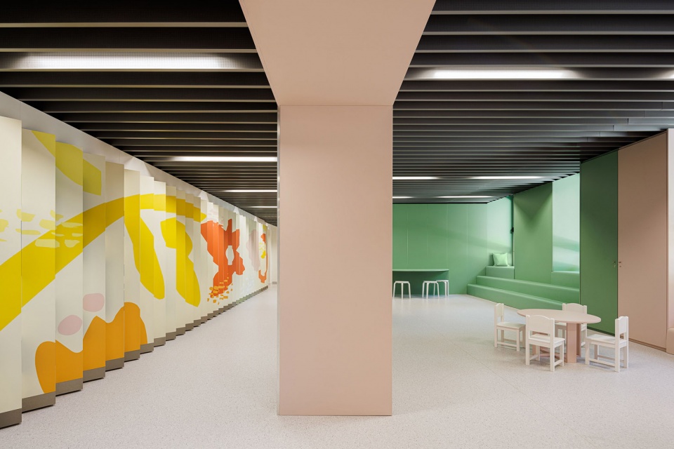 a colorful setting for the new pediatric ward of hos