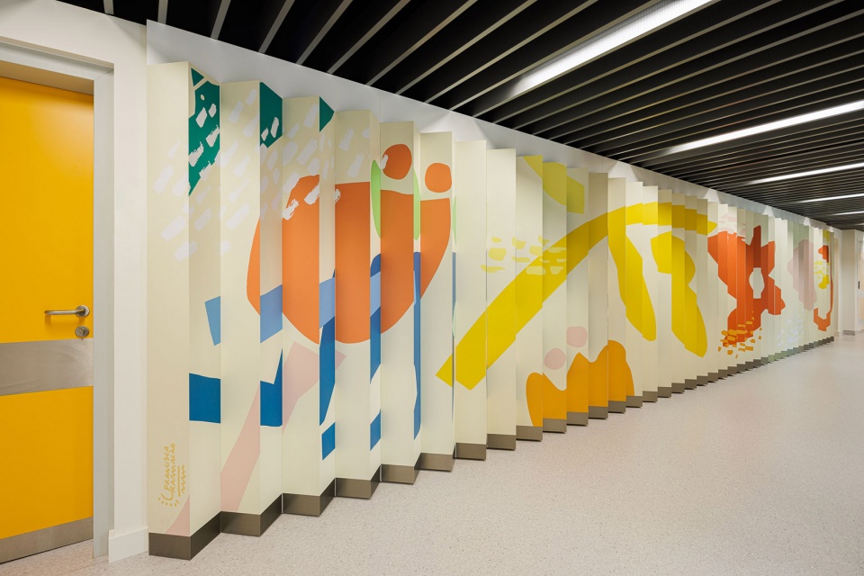 a colorful setting for the new pediatric ward of hos