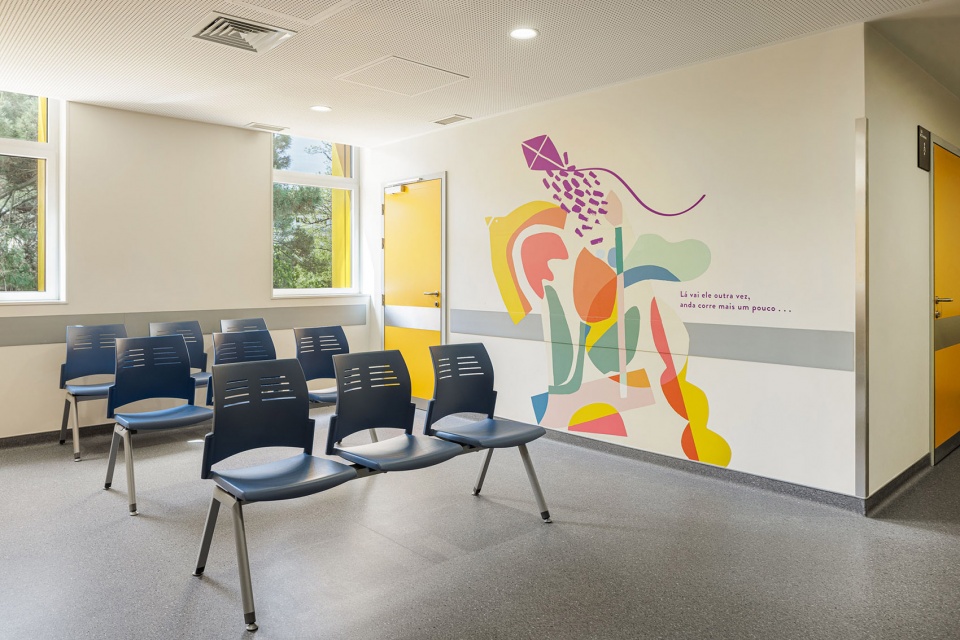 a colorful setting for the new pediatric ward of hos