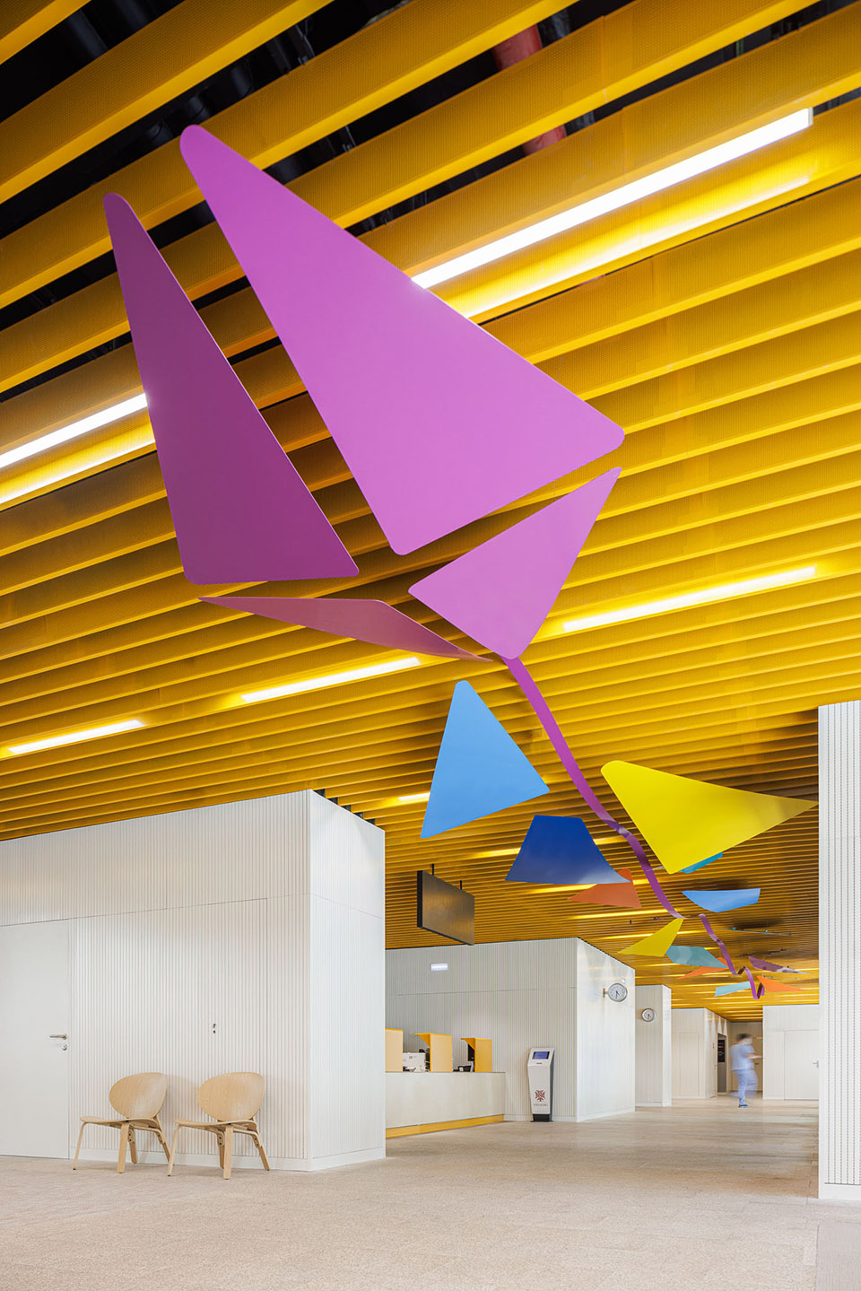 a colorful setting for the new pediatric ward of hos