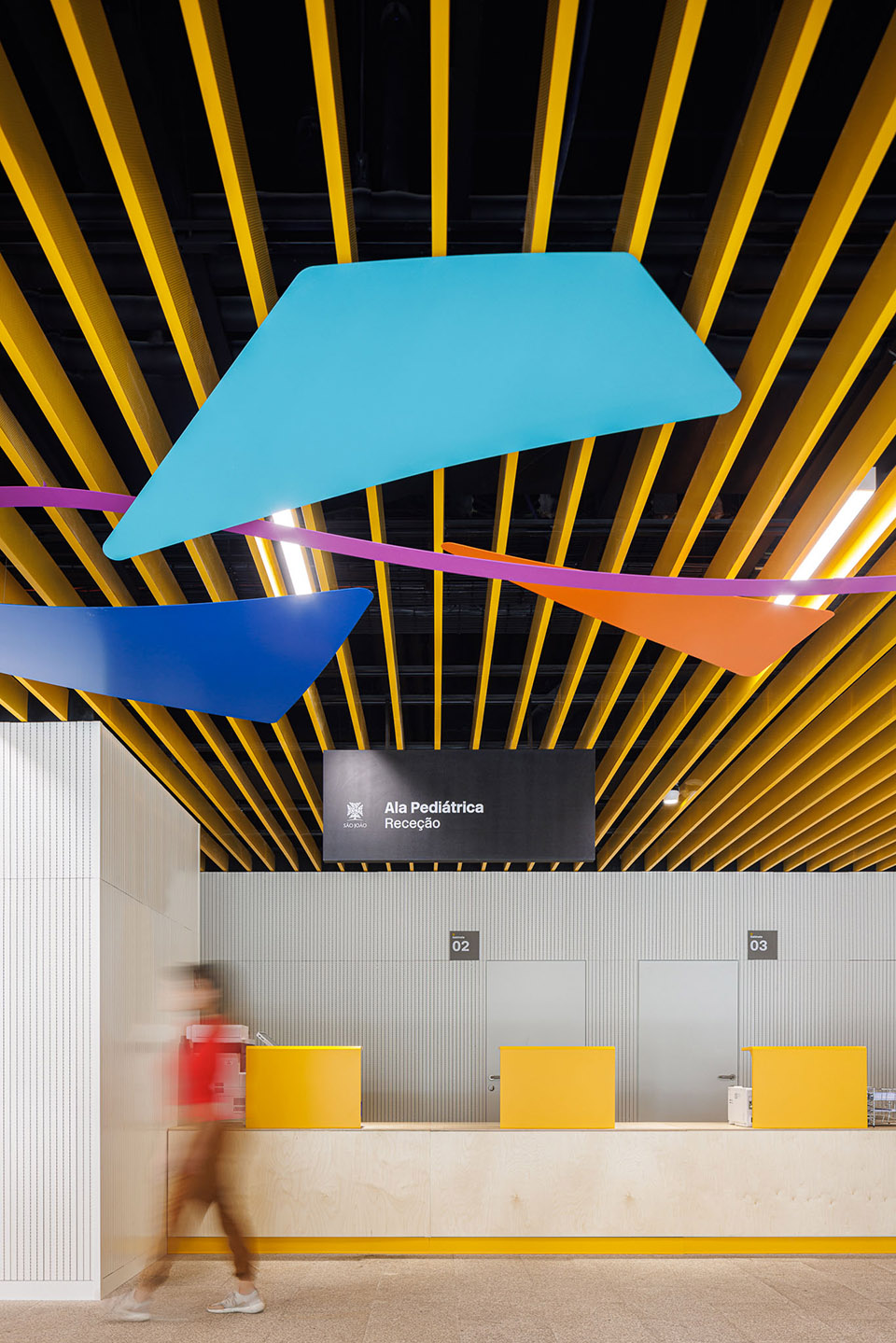 a colorful setting for the new pediatric ward of hos
