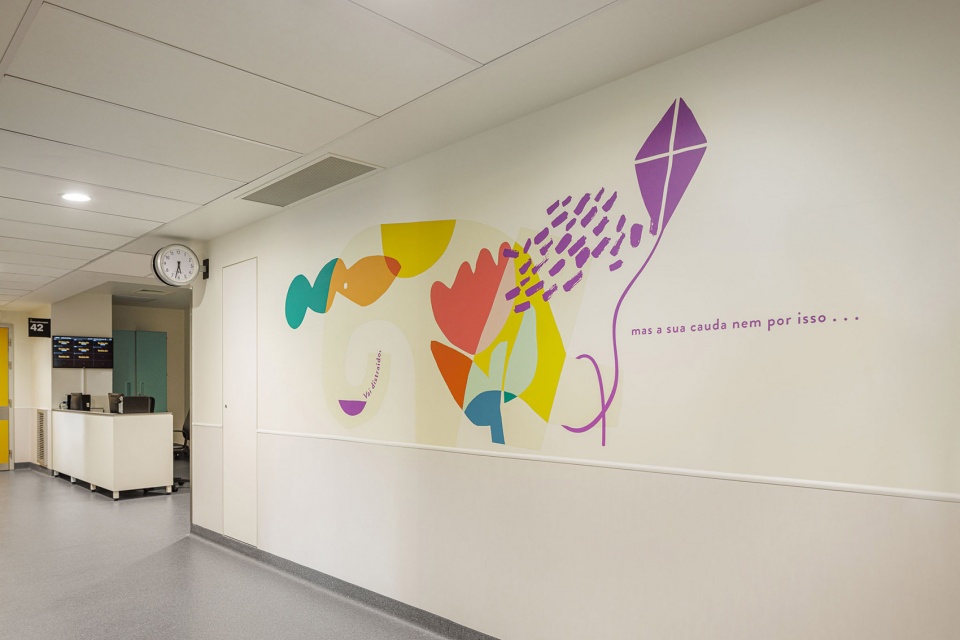 a colorful setting for the new pediatric ward of hos