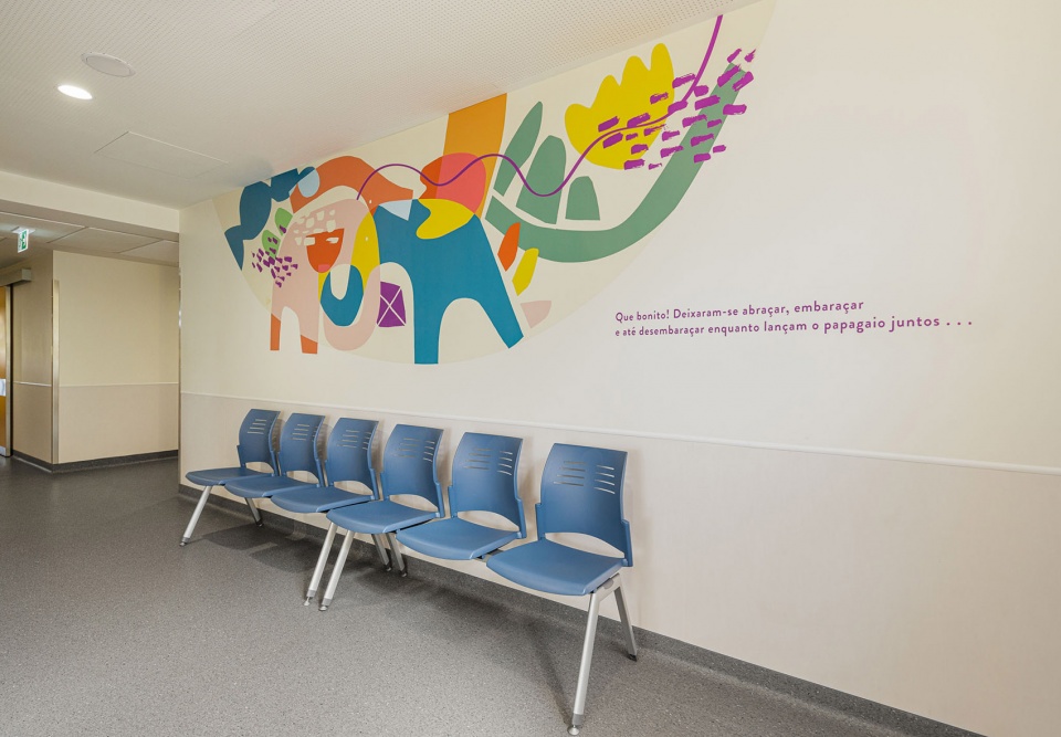 a colorful setting for the new pediatric ward of hos