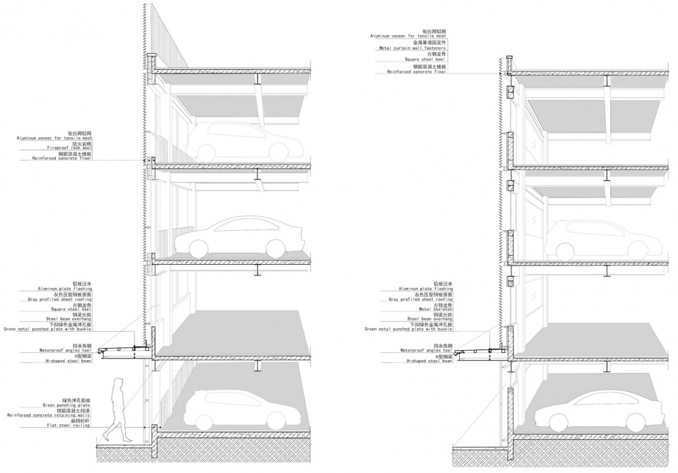 MAT 歌尔停车楼 墙身剖面图 parking box goer optics parking building by mat office